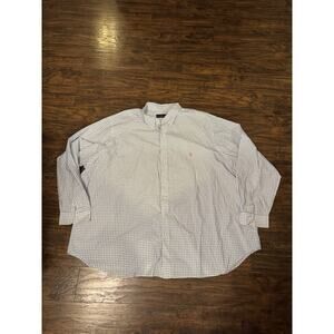 Polo Ralph Lauren Performance Button Shirt -4XB BIG- White BLUE -PONY